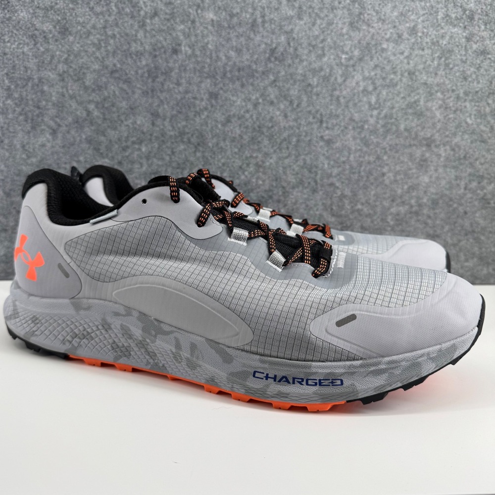 Under Armour Charged Bandit Trail Storm Mens 15 Grey Orange 3024725-100